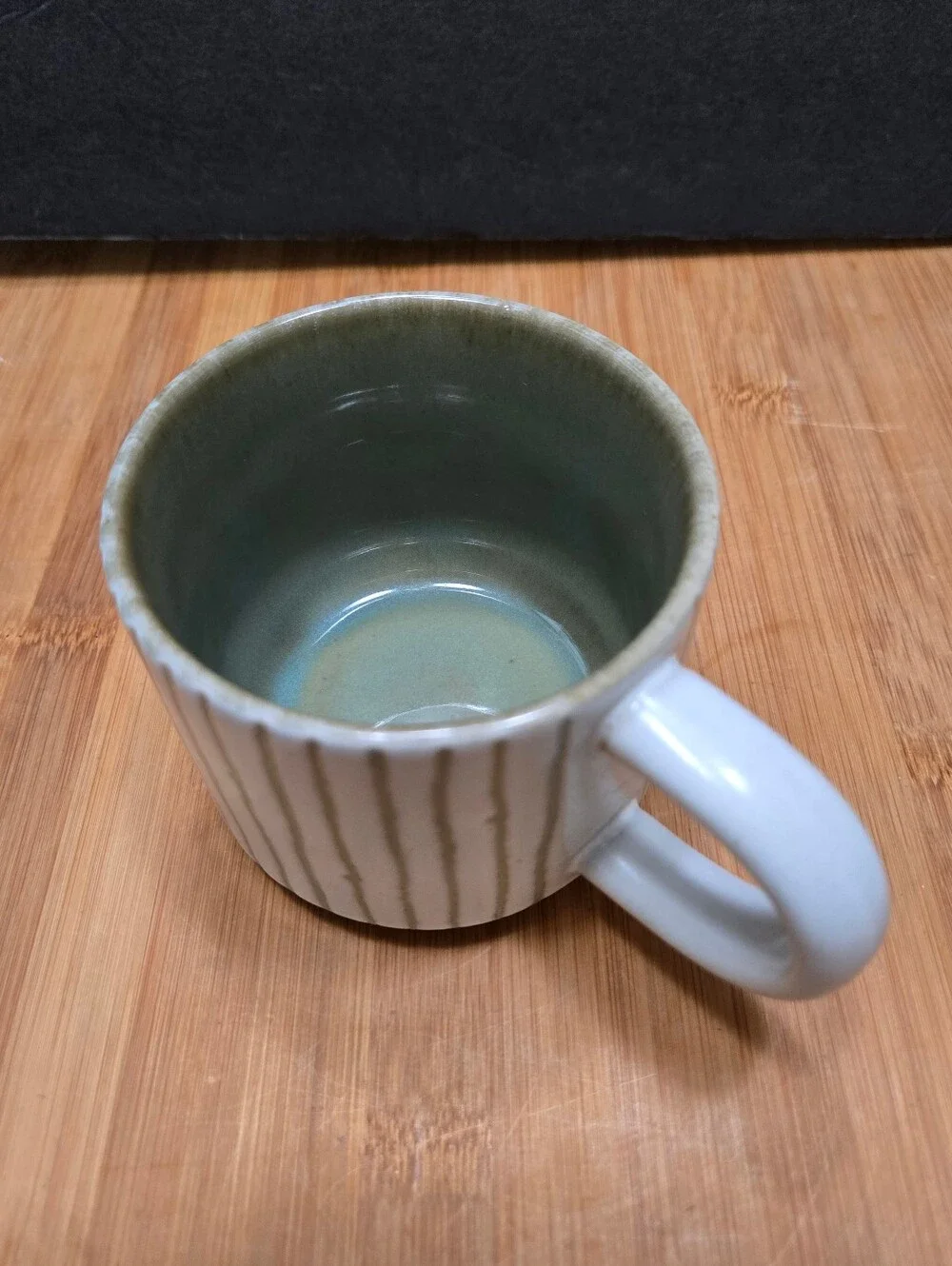 Hearth and Hand Magnolia Coffee Mug Textured Cream Green Stripe Stoneware Cup